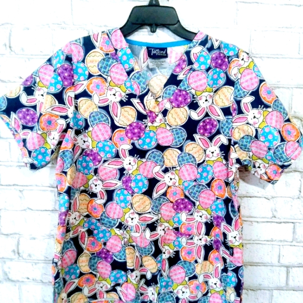 Tafford scrub Easter bunny&eggs women size Small